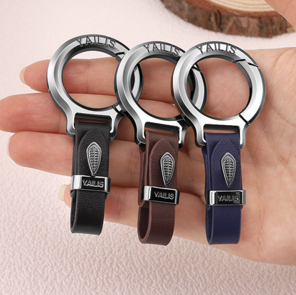 Luxury Leather Car Keychain with Metal Embossed Design