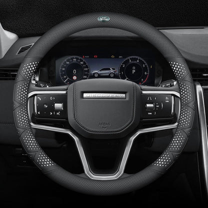 Ultra-Thin Breathable Genuine Leather Steering Wheel Cover with Anti-Slip Grip